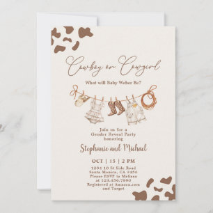 Convites Revelação de Sexo de Cowboy ou Cowgirl