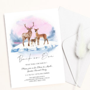 Convites Revelação de Sexo de Inverno de Buck ou Doe Deer