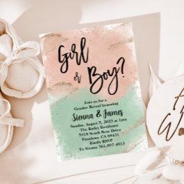 Convites Revelação de Sexo Verde Blush & Sage, Cor de Água,