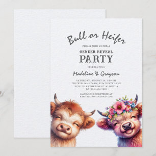 Convites Revelação do Gênero da Vaca Highland