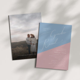 Convites Revelação do Gênero do Bebê Azul e Foto Cor-de-Ros