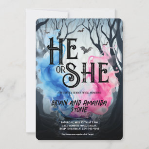 Convites Revelação do Gênero do Bruxo Azul Cor-de-Rosa-Rosa