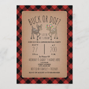 Convites Revelação do gênero dos veados da Xadrez de Lumber