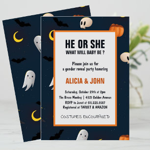 Convites Revelação do gênero Halloween de Outubro Ele ou El