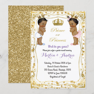 Convites Revelação do Príncipe Africano ou Princesa do G