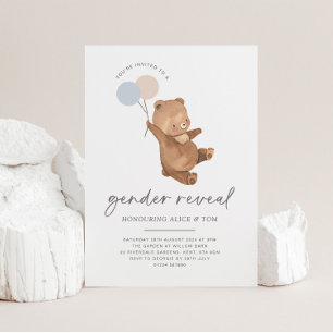Convites Revelação do Sexo Balões Urso de Pelúcia