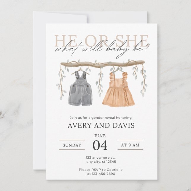 Convites Revelação do Sexo do Bebê  (Frente)