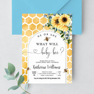 Convites Revelação do Sexo do Bebê Abelha Mel
