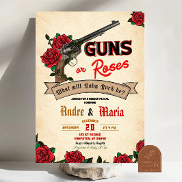 Convites Revelação do Sexo do Bebê Guns e Roses Rockstar