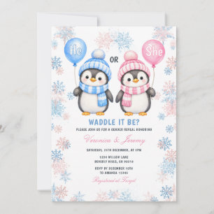 Convites Revelação do Sexo do Pinguim Ele ou Ela Flocos de