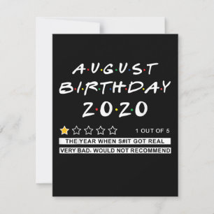 Convites Revisão de 2020 Agosto Aniversário Muito Ruim