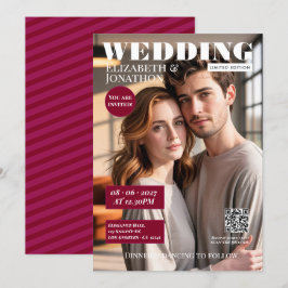 Convites Revista Burgundy & Berry Foto de Casamento