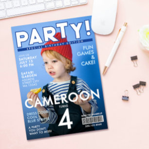 Convites Revista Capa Especial Azul Divertida Aniversário C