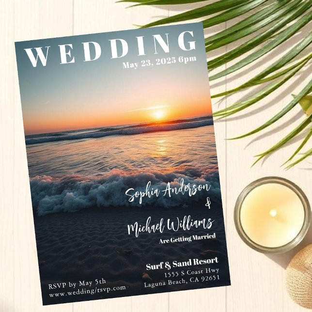 Convites Revista Cobrir Beach Birthday (Magazine Cover Beach Wedding Invitation )