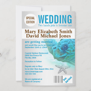 Convites Revista de casamento de tartaruga de praia de Star