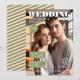Convites Revista de Fotos de Casamento Blush & Sage Green