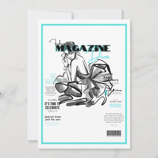 Convites Revista de moda da festa de despedida de solteira (Frente)