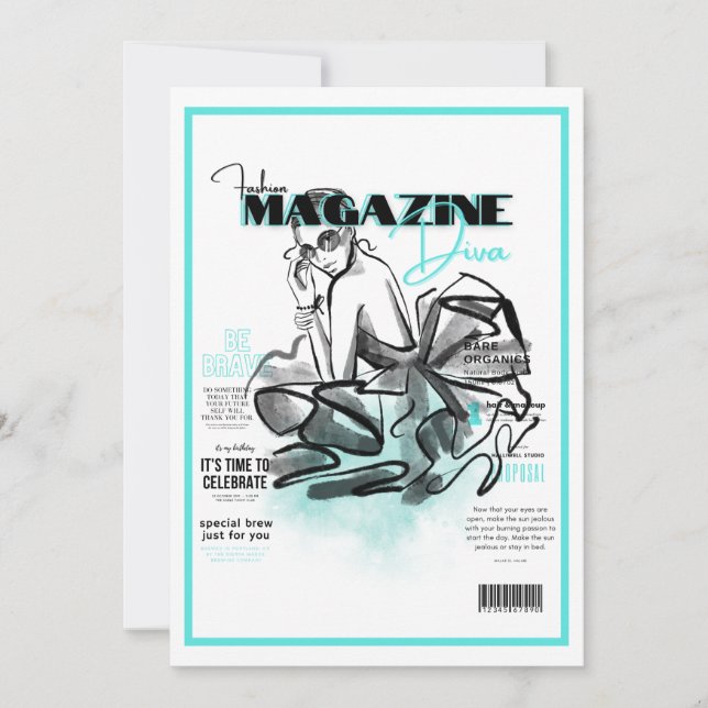 Convites Revista de moda diva da despedida de solteira (Frente)
