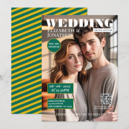 Convites Revista Emerald Green & Gold Foto de Casamento