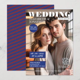 Convites Revista Navy & Burgundy Casamento Foto