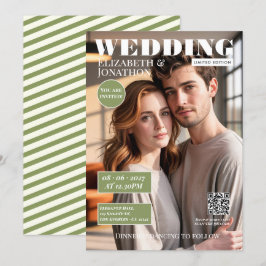 Convites Revista Sage Green & Ivory Foto de Casamento