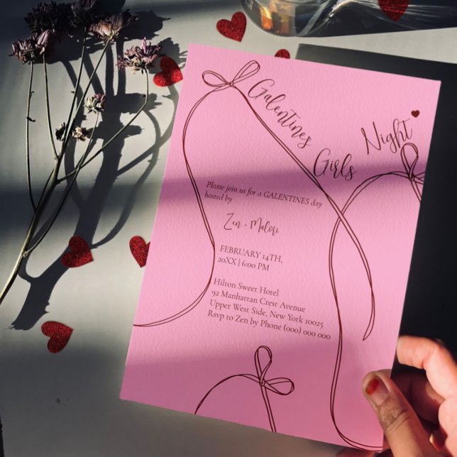 Convites Ribbon Bows – Modern Galentine's girls night (Criador carregado)