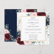 Rich Burgundy Blush Blue Floral Square