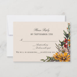 Convites Rich Fall Florals Reply/RSVP Card