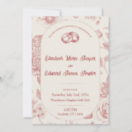 Convites Rich Red French Floral Toile Floral Floral