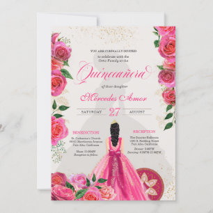 Convites Rico Charro Quente-Rosa Rosas Western Quinceanera