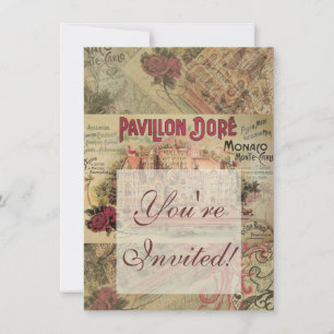 Convites Rico de Vintage com Monge Colage Monte Carlo Viage