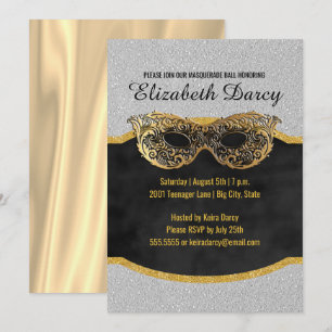 Convites Rico do Elegante Silver Dourado Glitter Party