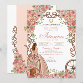 Convites Rico Dourado do País Floral Ocidental Quinceañera