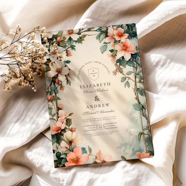 Convites Rico Floral Art Nouveau Wedding (Criador carregado)