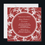 Convites Rico Floral Quinceanera Invite (vermelho)<br><div class="desc">As espirais florais de rico rodeiam o tipo que consta do presente convite; isso pode ser facilmente adaptado para qualquer aniversário de idade. É apresentado no papel de base; no entanto,  recomendo o peso e a textura do papel de linho.</div>