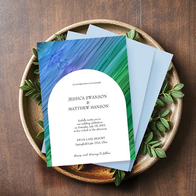 Convites Rico índigo, verde profundo e ametista Casamento (Criador carregado)