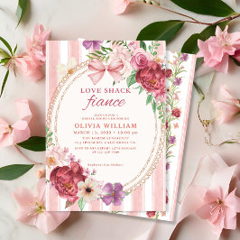 Convites Rico Love Shack vintage chá de panela floral rosa