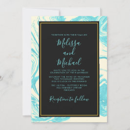 Convites Rico Marble em Turquesa e Casamento Creme