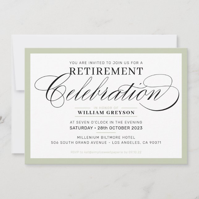Convites RICO moderno do partido FORMAL RETIREMENT Sage gre (Frente)