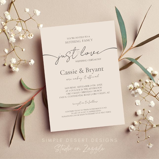 Convites Rico Moderno Só Ama Casamento Simples (Classic Minimalistic Simple Wedding Invitation with Modern Script)