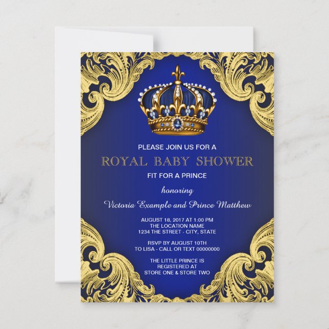 Convites Rico Prince Baby Shower Invants (Verso)