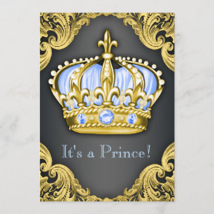 Convites Rico Príncipe Chá de fraldas Azul