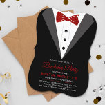 Convites Rico Red Glitter Tuxedo Bachelor<br><div class="desc">Comemore com estilo com estes convites de despedida de solteiro. O design é fácil de personalizar com sua própria redação e sua família e amigos ficarão entusiasmados quando receberem esses fabulosos convites partidários.</div>
