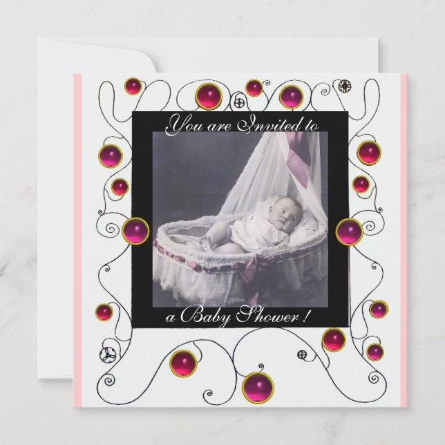 Convites RICO SWIRLS CHÁ DE FRALDAS MONOGRAM,modelo de foto (Frente)