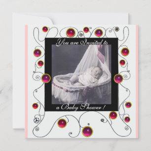 Convites RICO SWIRLS CHÁ DE FRALDAS MONOGRAM,modelo de foto