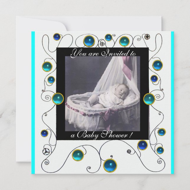 Convites RICO SWIRLS CHÁ DE FRALDAS MONOGRAM,modelo de foto (Frente)