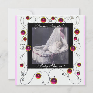 Convites RICO SWIRLS CHÁ DE FRALDAS MONOGRAM,modelo de foto