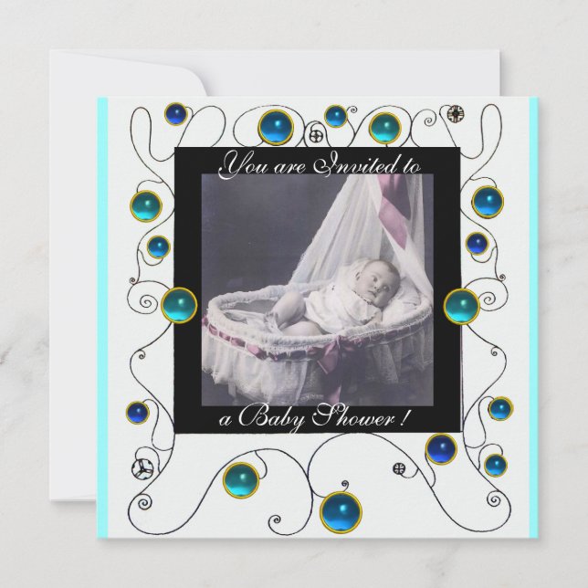 Convites RICO SWIRLS CHÁ DE FRALDAS MONOGRAM,modelo de foto (Frente)