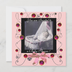 Convites RICO SWIRLS CHÁ DE FRALDAS MONOGRAM,modelo de foto