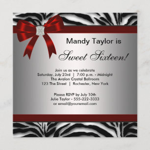 Convites Rico Vermelho Zebra Arco Doce Dezesseis